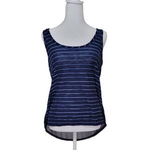 Eyelash Couture Shirt Tank Top Women's Small Blue Sheer Back Sleeveless Striped